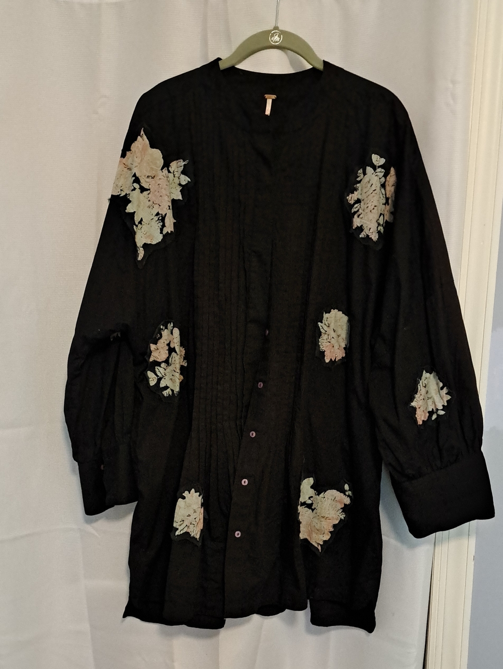 FREE PEOPLE Black Button-Front Tunic